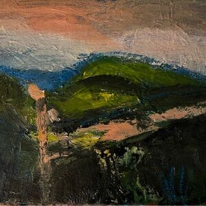 Landscape Oil Painting with Green and Blue Huesabstract California landscape